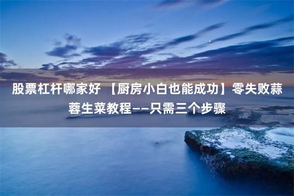 股票杠杆哪家好 【厨房小白也能成功】零失败蒜蓉生菜教程——只需三个步骤