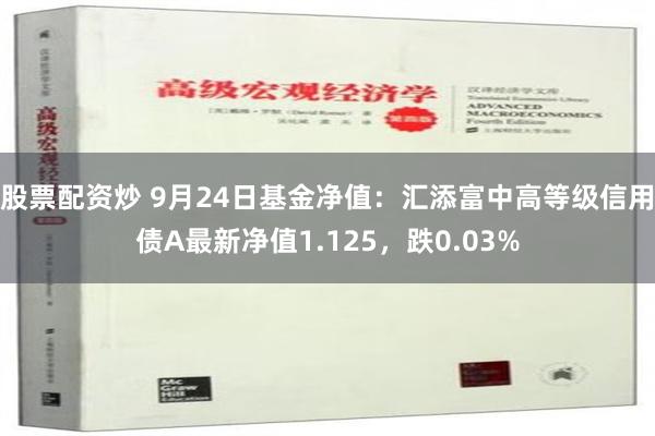 股票配资炒 9月24日基金净值：汇添富中高等级信用债A最新净值1.125，跌0.03%